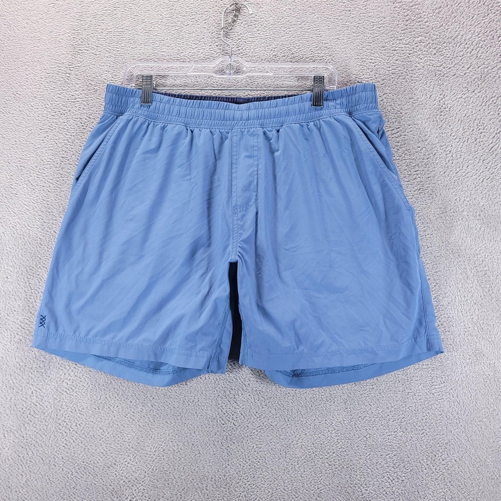 Rhone Shorts Mens XL Blue Pursuit 7" Lined Drawstring Pockets Gym Running